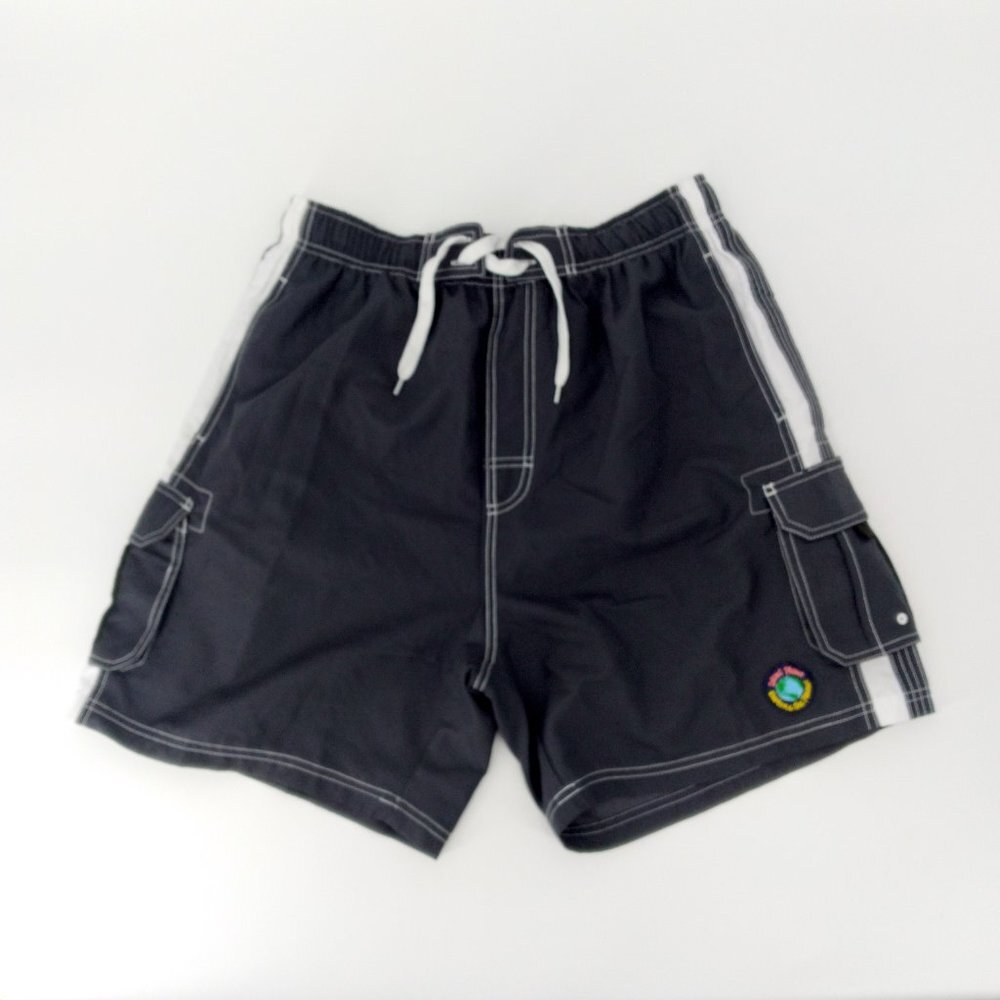 Island Planet Black Swim Trunks